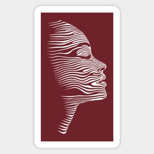 Elegant Female Silhouette Op Art with Flowing Lines Sticker
